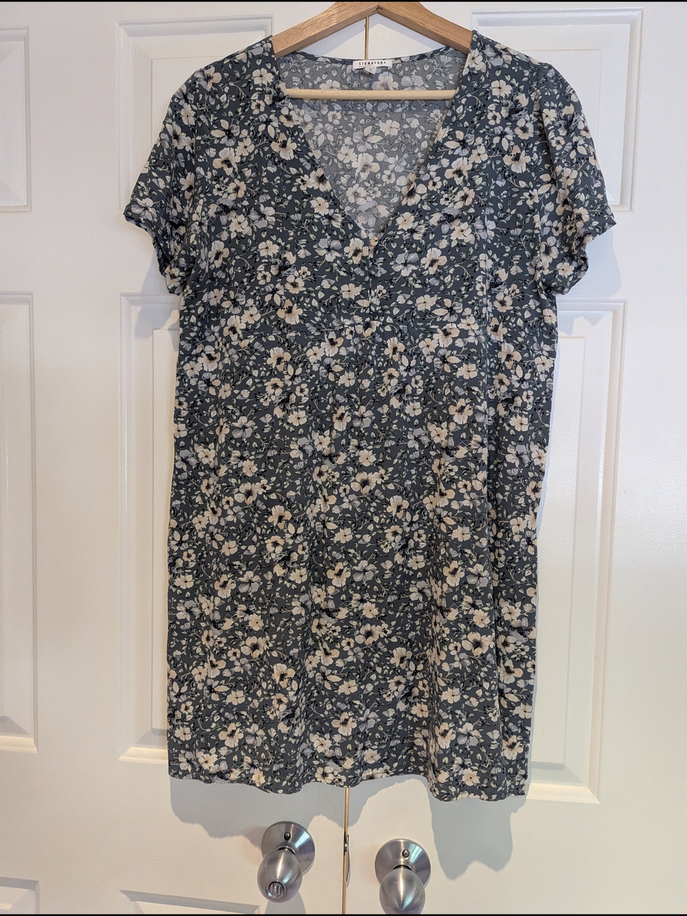 Reitmans Blue Floral Print Babydoll Mini Dress 90s Grunge Fairycore Whimsigoth M